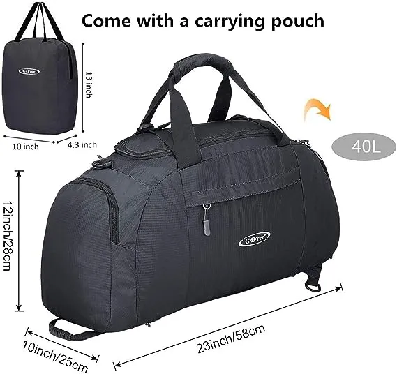 G4Free 40L 3-Way Duffle Bag Backpack Gym Bag for Men Women Sports Duffel Bag with Shoe Compartment Travel Backpack Luggage