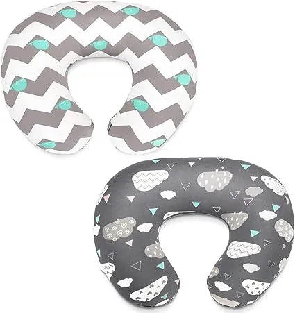 COSMOPLUS Stretchy Nursing Pillow Covers 2 Pack Nursing Pillow Slipcovers for Breastfeeding Moms,Ultra Soft Snug Fits On Infant Nursing Pillow,Clouds Whales