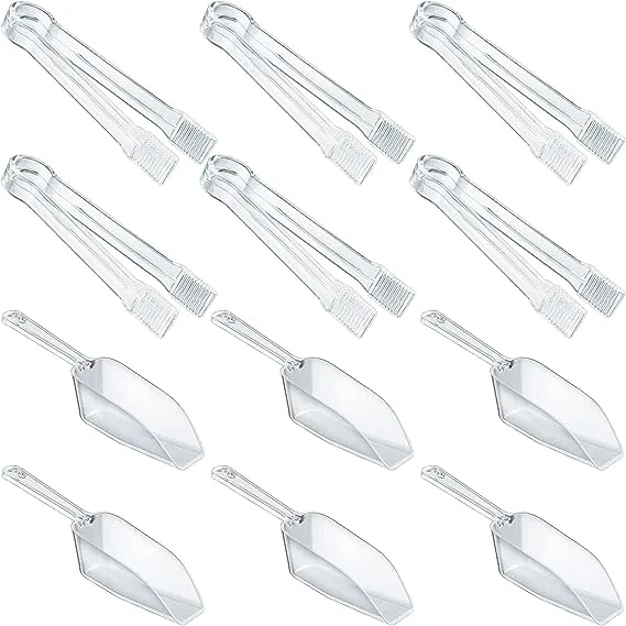 Roshtia Plastic Serving Tongs Mini Kitchen Tongs Kitchen Tongs Utility and Plastic Kitchen Scoops Clear Ice Scoop Mini Clear Buffet Scoop for Candy