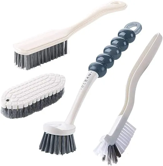 4 Pack Deep Cleaning Brush Set-Kitchen Universal Brushes, Includes Grips Dish Brush, Bottle Brush, Scrub Brush, Corner Crevice Brush, Shoe Brush for Bathroom, Floor, Tub, Shower, Tile,Sink