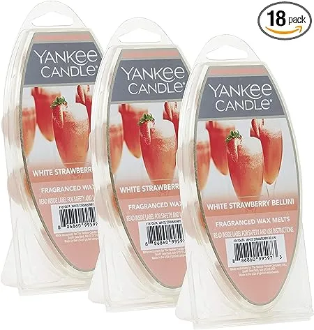 3 Yankee Candle WHITE STRAWBERRY BELLINI Wax Melts 6 Cubes ea, 2.6 oz ea