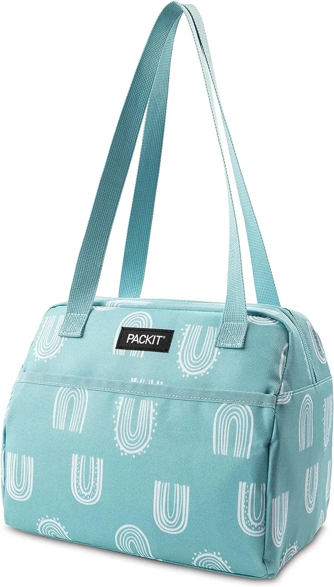 PackIt Freezable Hampton Lunch Bag, Soft Mint, Built with EcoFreeze Technology, Collapsible, Reusable, Zip Closure with Front Pocket and Shoulder Straps, Perfect for Tweens and Adults