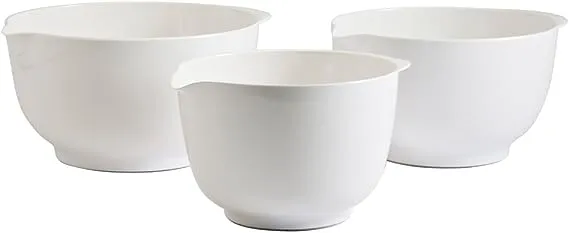 Hutzler Melamine Mixing Bowl Set: 2, 3 and 4 Liters, White