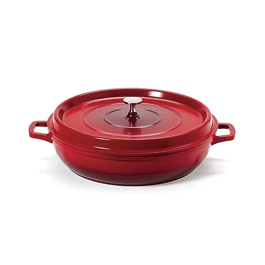 G.E.T. CA-008-R/BK Heiss Lightweight Cast Aluminum Braiser Pan / Casserole Dish ...