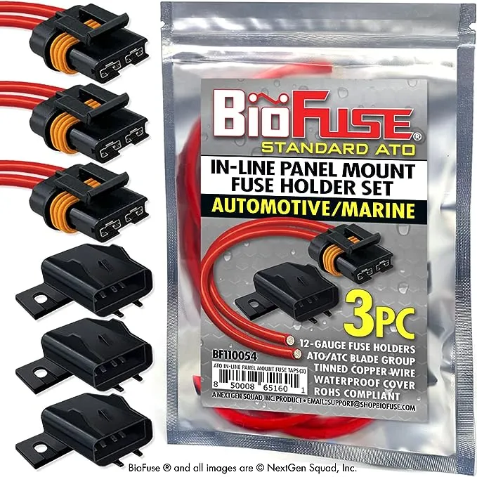 Biofuse Standard ATO 12-AWG In-Line Panel Mount Waterproof Fuse Holder