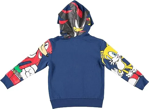 Boys Sonic The Hedgehog Costume Zip Up Fleece Hoodie- Sizes 4-20