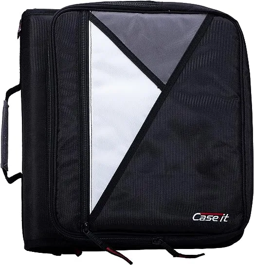 Case-It 1.5 Inch 3 D-Ring Zipper Binder Padded Laptop Case Workstation Shoulder Strap