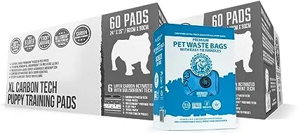 Bulldoglogy Carbon Black XL Puppy Pee Pads with Adhesive Sticky Tape - Extra Large Charcoal Housebreaking Dog Training Wee Pads (24x35) (40-Count, Black)