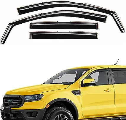 AEROGUYS In-Channel Window Deflectors Extra Durable Window Visors Rain Guards Fit for Ford Ranger 2019-2023 SuperCrew, Sun Visors, Wind Deflectors, Vent Visors, Truck Accessories - 4 pcs. AG0209