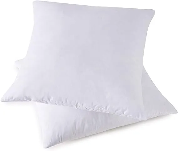 HOMESJUN Throw Pillow Inserts, Set of 2 Down Feather Pillows Inserts Bed and Couch Pillows Cotton Cover, 24x24 Inches