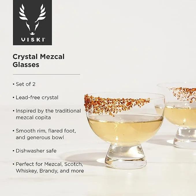 Viski 9552 Raye: Mezcal Glasses - Set of 2 (VISKI), Clear