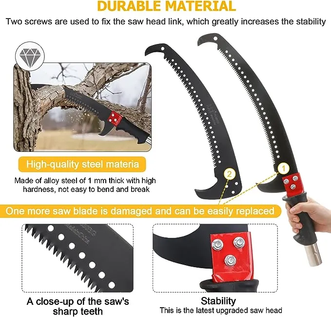 26 Feet Tree Pole Pruner Manual Branches Trimmer Tree Branch Garden Tools 26FT