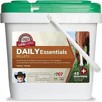 Formula 707 Daily Essentials Equine Supplement, 6lb Bucket – Complete Vitamins and Minerals for Superior Health and Condition in Horses