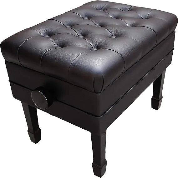 GENUINE LEATHER Ebony High Polish Adjustable Artist Piano Bench/Stool/Ch<wbr/>air