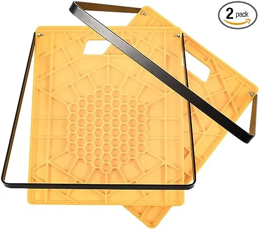 Camco Large RV Stabilizing Jack Pad with Handle, Helps Prevent Jacks from Sinking, 14 Inch x 12 Inch Pad - 2 Pack - 44543 , Yellow