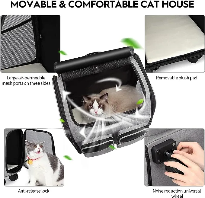 Agape Paws Large Rolling Cat & Small Dog Carrier