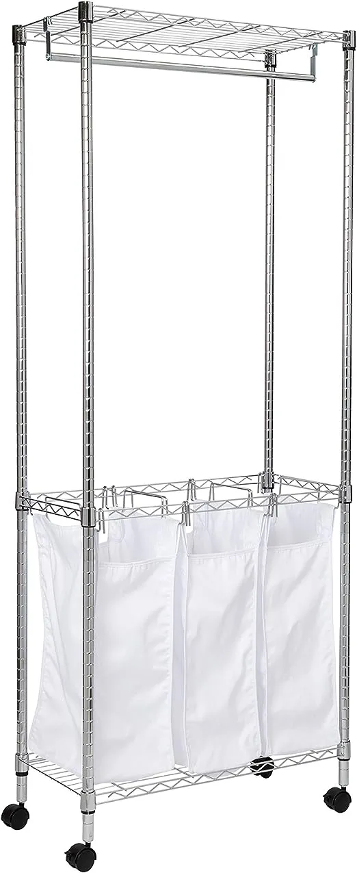 Honey-Can-Do Rolling Urban Laundry Center, White/Chrome