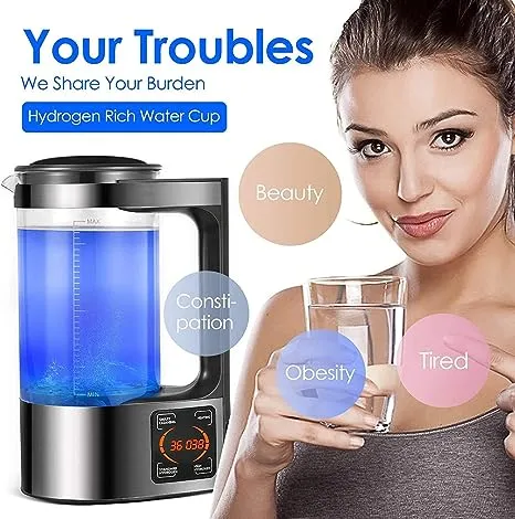 2L Hydrogen Water Pitcher Maker Machine Hydrogen Water Bottle Generator Large US