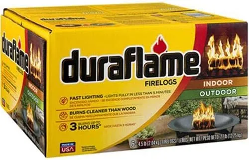 Duraflame 4.5파운드 3시간 장시간 연소 실내 실외 빠른 불길 캠핑, 화덕, 모닥불 및 벽난로용(6팩)