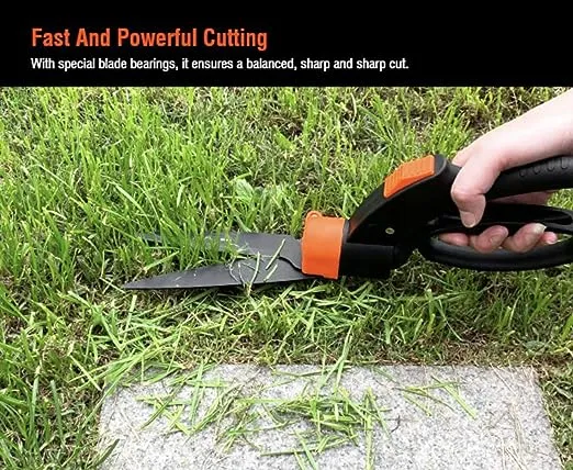 Edward Tools Swivel Hedge Shears with 360 Degree Rotation - Harden Stainless Steel Blade Lawn Scissors - Easy Edging - Ergo Grip Handle with Safety