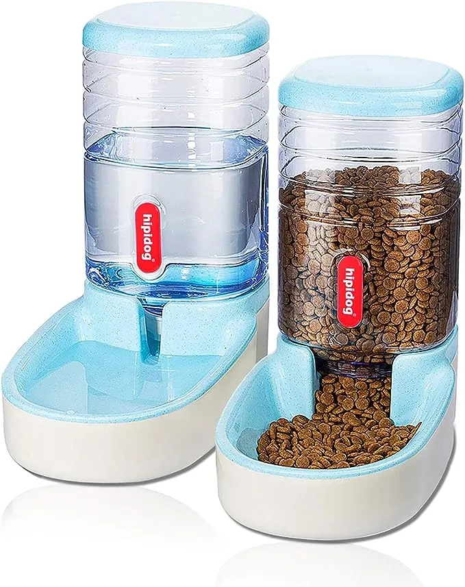 hipidog Automatic Pet Feeder Small&Medium Pets Automatic Food Feeder and Waterer Set 3.8L, Travel Supply Feeder and Water Dispenser