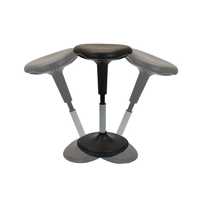 Uncaged Ergonomics Armless Leather Wobble Active Sitting Balance Stool, Black (WSL-B)