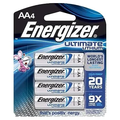 Energizer Ultimate E2 1.5 Volt AA Cylindrical Lithium Battery (4 per Card)