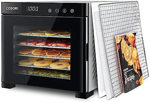 COSORI Food Dehydrator for Jerky, Large Drying Space with 6.48ft², 600W Dehydrated Dryer, 6 Stainless Steel Trays, 48H Timer, 165°F Temperature Control, for Herbs, Meat, Fruit, and Yogurt, Silver