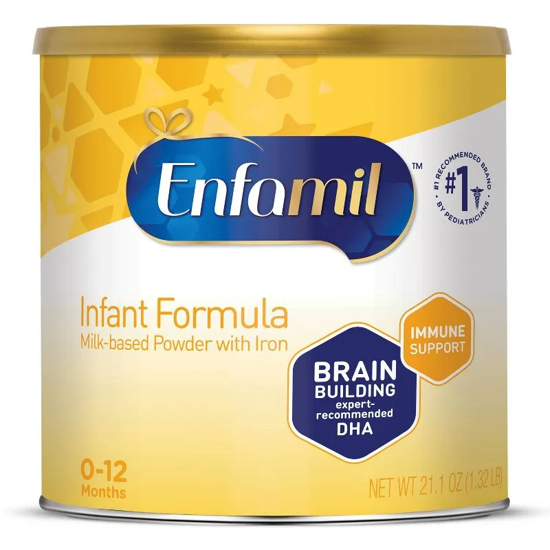 Enfamil Infant Formula, Milk-based Baby Formula with Iron, Omega-3 DHA & Choline, Powder Can, 21.1 Oz, Pack of 4 (Total 84.4 Oz)