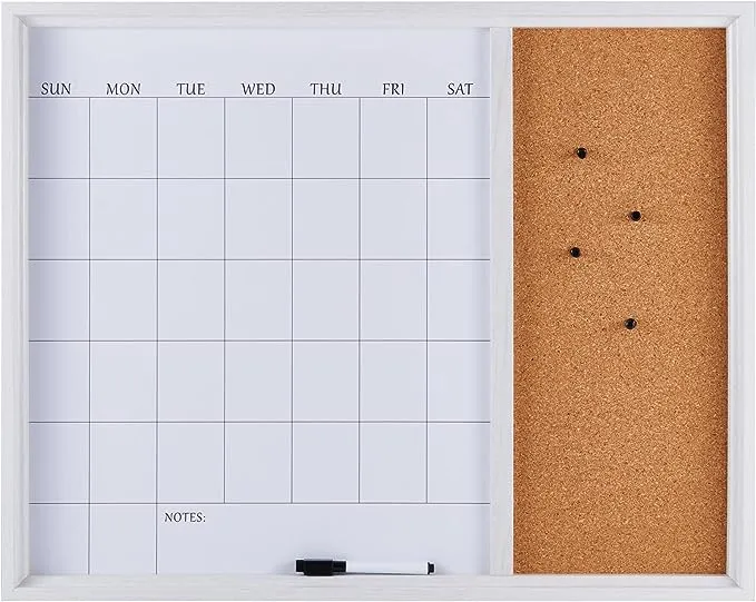 White Calendar &amp; Cork Board Combo For Home Office Dorm Room Bedroom Kitchen Clas