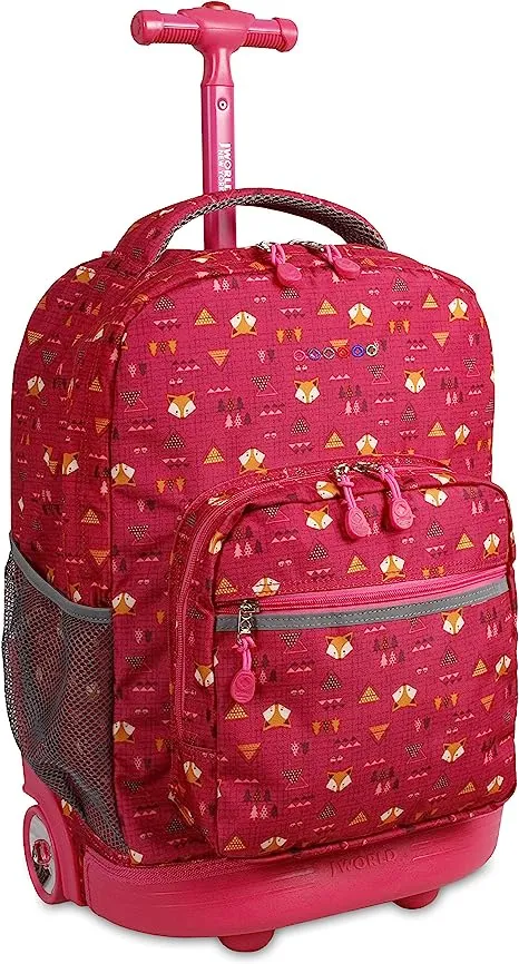 J World Boys And Girls Sunrise 18" Rolling Backpack For School And Travel, Cubes