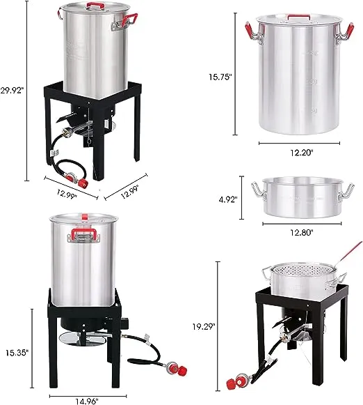 Creole FEAST 30-Quart Turkey and 10-Quart Fish Fryer Boiler Steamer Set