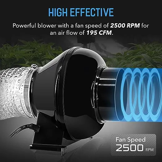 iPower 4 inch 195 CFM Inline Duct Ventilation Fan Air Circulation Vent Blower ...