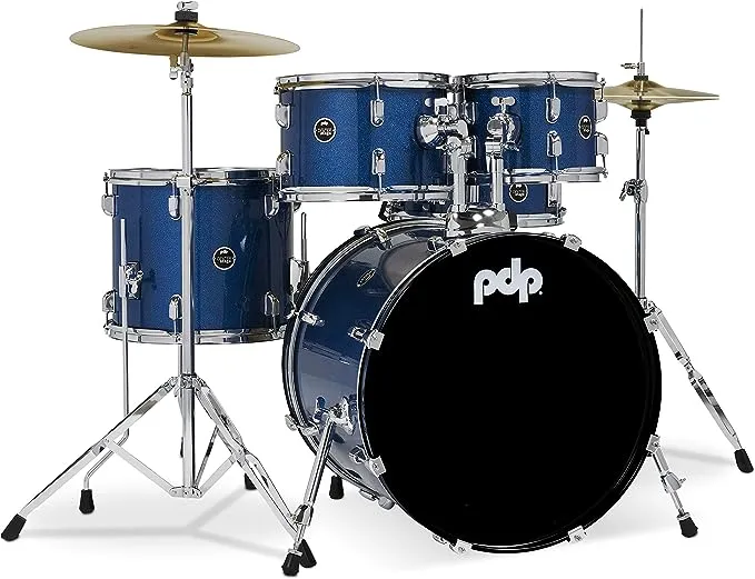 PDP Center Stage 5pc Complete Drum Set w/Hardware & Cymbals Ruby Red Sparkle