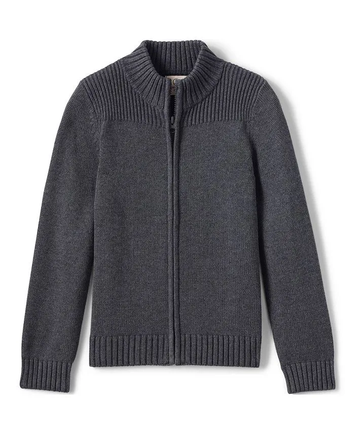 Lands' End Boys' School Uniform Zip Front Cardigan Sweater