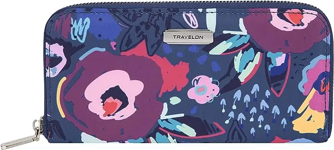 Travelon RFID Blocking Single Zip Wallet, Mod Floral