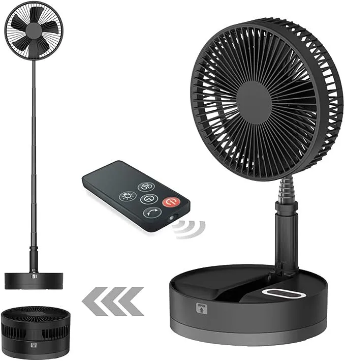 Foldable Fan Foldaway Oscillating with Remote Control, 10800mAh Battery Opera...