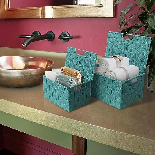 Gray Woven Stackable Basket 3-Piece Set