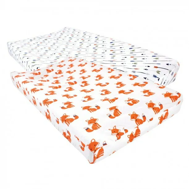 Hudson Baby Infant Boy Cotton Changing Pad Cover  Foxes  One Size