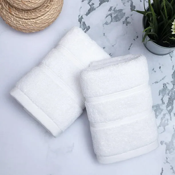 Luxury 100% Cotton White Towels for Bathroom, White Cotton Absorbent Turkish Luxury Bath Towels Sets of 6 Pieces, Premium Large Plush Towel Sets White SPA Towels, Classic Thick Hotel Shower Towels