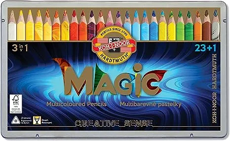 Koh-I-Noor Magic Jumbo Triangular Coloured Pencil, Pack of 24, Multicolor