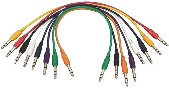 On-Stage Hot Wires Straight 1/4&#034; TRS Patch Cables, 17&#034; (8 Pack)