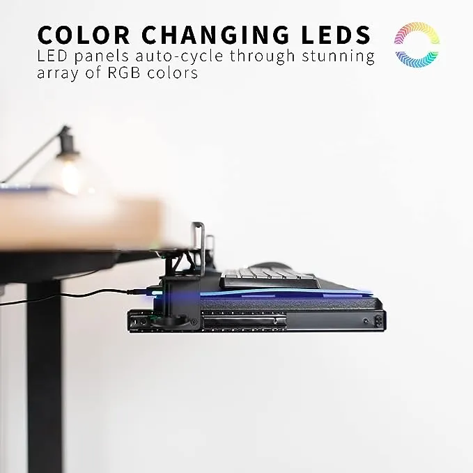 vivo Clamp-On Computer Keyboard and Mouse Under Desk Slider Tray with RGB Pad