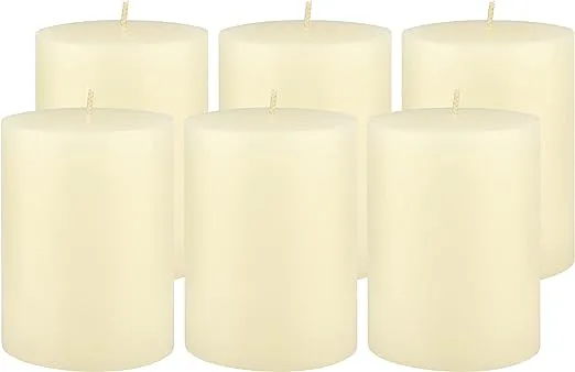 Stonebriar Tall 3 x 4 inch 50 Hour Long Burning Unscented Wax Flat Top Pillar ...