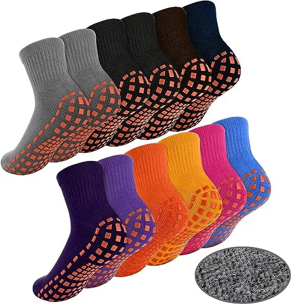 jeuhut Women Non Slip Pilate Grip Socks Yoga Barre Socks with Grips Hospital Socks Slipper Socks for Home Workout& Leisure