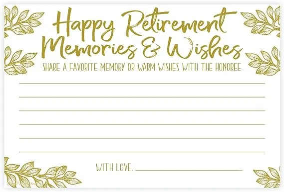 m&h invites Retirement Memories and Wishes Cards (50 Count)