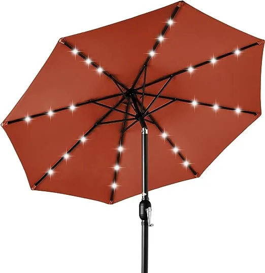 Best Choice Products 10ft Deluxe Solar LED Lighted Patio Umbrella with Tilt