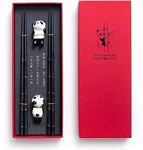 HauSun 2 Pairs Chopsticks and Chopstick Rest Gift Set- Dishwasher Safe