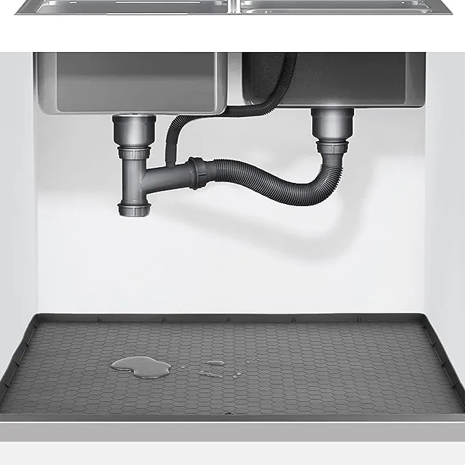 Exmmczldd Under Sink Mats for Kitchen Waterproof 28' x 22' Under Sink Tray for ...