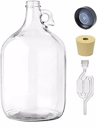 Fastrack 1 Gal Jug W/Twin Bubble Airlock, Polyseal Lid, #6.5 Drilled Stopper